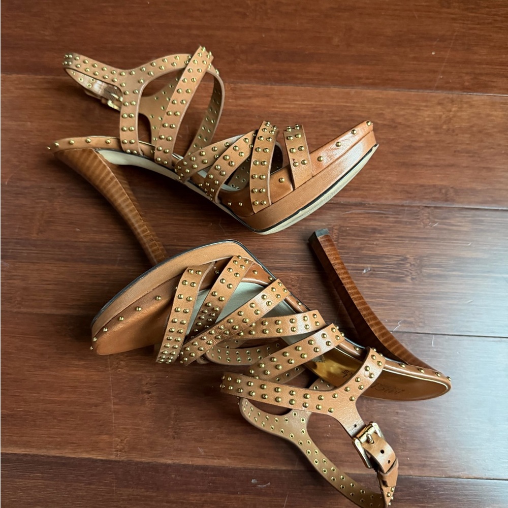 Michael Kors Studded Tan Strappy High Heel Sandals